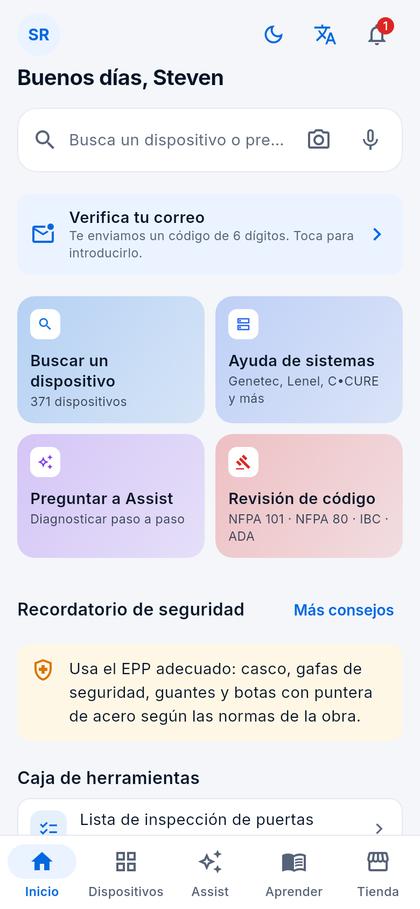 Hingr home screen in Spanish